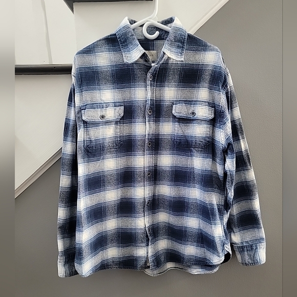 Jachs Men's Blue/White Plaid Brawny Heavyweight Flannel XL 100% Cotton - Picture 2 of 6